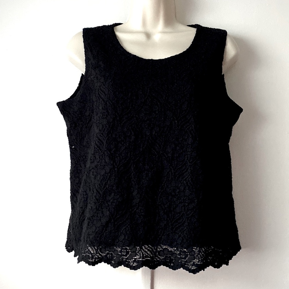Villager Women"s Black Lace Tank Top Size XL Petite